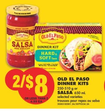 No Frills Old el paso dinner kits, 250-510 g or salsa, 650 ml offer