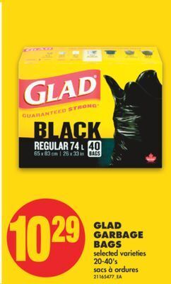 No Frills Glad garbage bags, 20-40's offer
