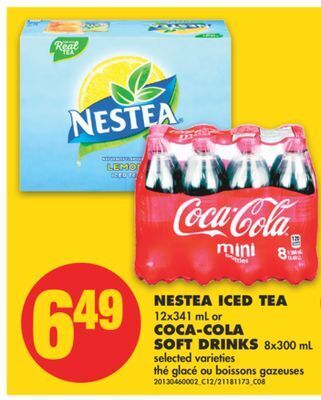 No Frills Nestea iced tea, 12x341 ml or coca-cola soft drinks, 8x300 ml offer