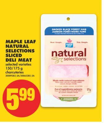 No Frills Maple leaf natural selections sliced deli meat, 150/175 g offer