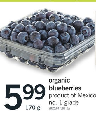 Fortinos Organic blueberries, 170 g offer