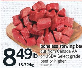 Fortinos Boneless stewing beef offer
