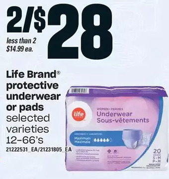 Loblaws Life brand protective underwear or pads offer