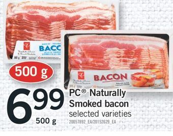 Fortinos Pc® naturally smoked bacon, 500 g offer