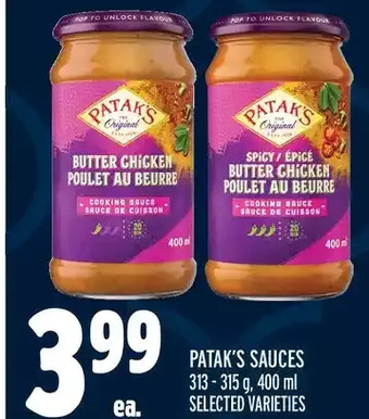 Metro Patak's sauces offer