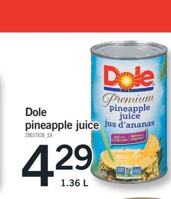 Fortinos Dole pineapple juice, 1.36 l offer