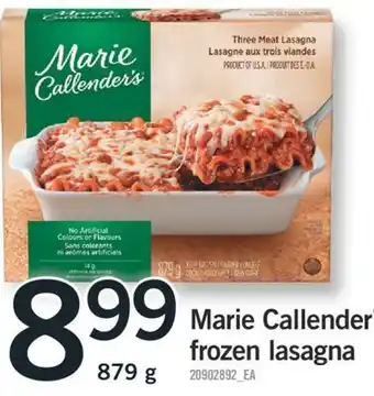 Fortinos Marie callender's frozen lasagna, 879 g offer