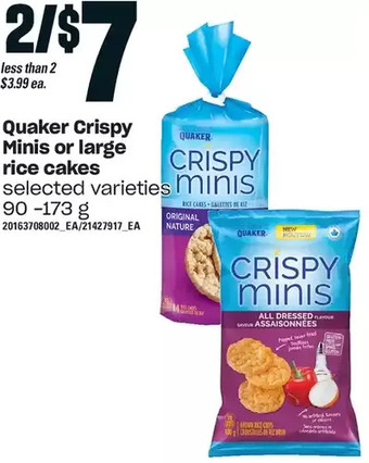 Loblaws Quaker crispy minis or large rice cakes offer