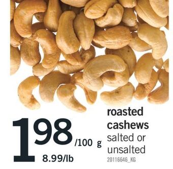 Fortinos Roasted cashews offer