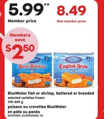 Independent Grocer Bluewater fish or shrimp, battered or breaded, 210-600 g offer