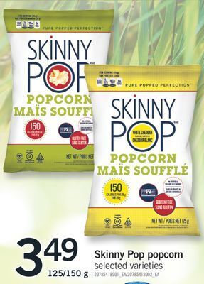 Fortinos Skinny pop popcorn, 125/150 g offer