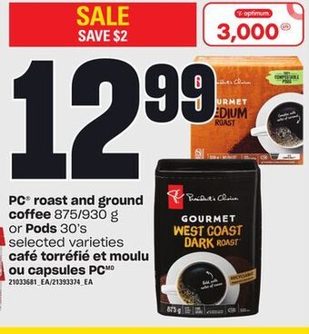 Independent Grocer Pc® roast and ground coffee, 875/930 g or pods, 30's offer