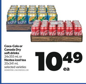 Real Canadian Superstore Coca-cola or canada dry softdrinks, 24x355 ml or nestea iced tea, 20x341 ml offer
