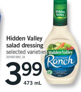 Fortinos Hidden valley salad dressing, 473 ml offer