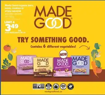 Real Canadian Superstore Made good organic bars, minis, cookies or crispy squares, 110-150 g offer