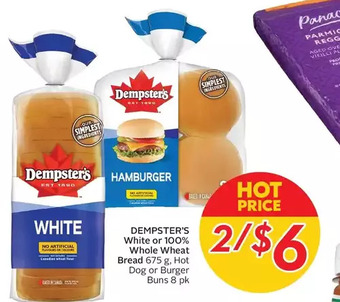 Sobeys Urban Fresh Dempster's white or 100% whole wheat bread, hot dog or burger buns offer