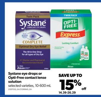 Real Canadian Superstore Systane eye drops or opti-free contact lense solution, 10-600 ml offer