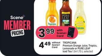 Foodland Tropicana premium orange juice, tropics, lemonade or pure leaf iced tea 1.54-1.75 l selected offer