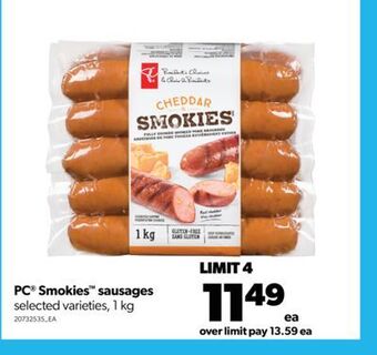 Real Canadian Superstore Pc® smokies™ sausages, 1 kg offer