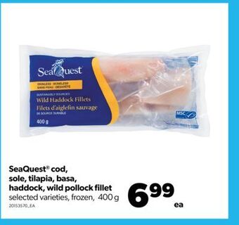 Real Canadian Superstore Seaquest® cod, sole, tilapia, basa, haddock, wild pollock fillet, 400 g offer