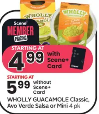 Sobeys Wholly guacamole classic, avo verde salsa or mini offer
