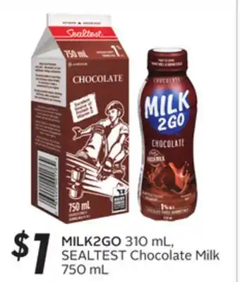 Sobeys Milk2go 310 ml sealtest chocolate milk 750 ml offer