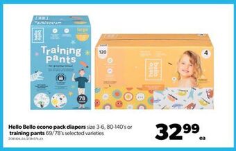 Real Canadian Superstore Hello bello econo pack diapers, size 3-6, 80-140's or training pants, 69/78's offer