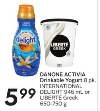 Sobeys Danone activia drinkable yogurt offer