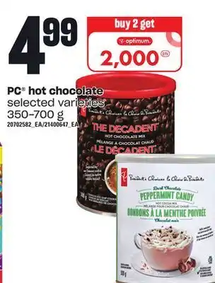 Loblaws Pc® hot chocolate, 350-700 g offer