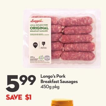 Longo's Longo's pork breakfast sausages offer