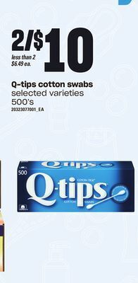 Loblaws Q-tips cotton swabs, 500's offer