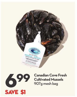 Longo's Canadian cove fresh cultivated mussels offer