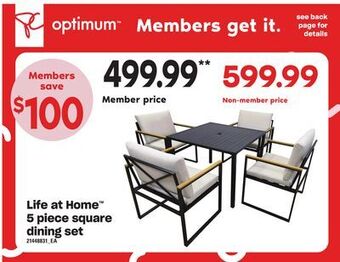 Loblaws Life at home™ 5 piece square dining set offer