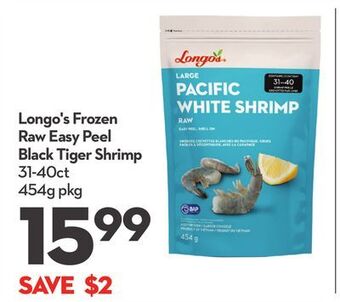 Longo's Longo's frozen raw easy peel black tiger shrimp offer