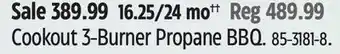 Canadian Tire Coleman cookout 3-burner propane bbq offer