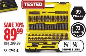 Canadian Tire Stanley professional grade black chrome socket set, 99-pc, sae/metric offer