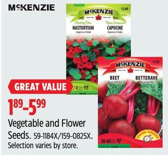 Canadian Tire Mckenzie vegetable and flower seeds offer