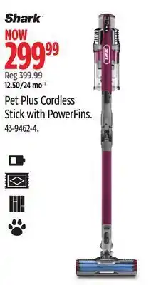 Canadian Tire Shark pet plus cordless stick with powerfins vacuum offer