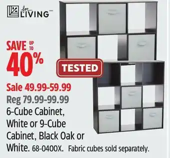 Canadian Tire For living 6-cube cabinet, white or 9-cube cabinet, black oak or white offer