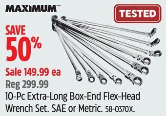 Canadian Tire Maximum 10-pc extra-long box-end flex-head wrench set offer