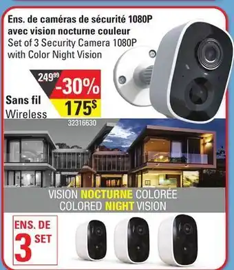 Sushi Shop Set of 3 security camera 1080p with color night vision offer