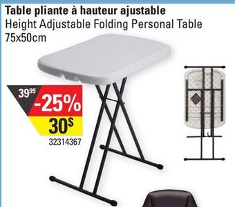 Hart Height adjustable folding personal table offer