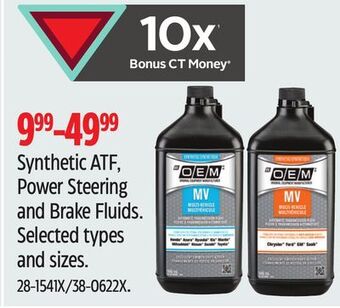 Canadian Tire Oem synthetic atf, power steering and brake fluids offer