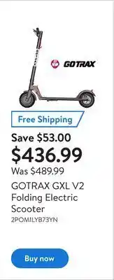 Walmart Gotrax gxl v2 folding electric scooter offer
