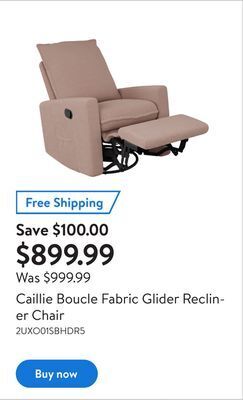 Walmart Caillie boucle fabric glider recliner chair offer