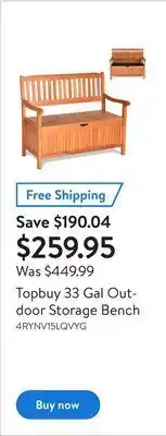 Walmart Topbuy 33 gal outdoor storage bench offer