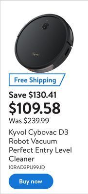 Walmart Kyvol cybovac d3 robot vacuum perfect entry level cleaner offer
