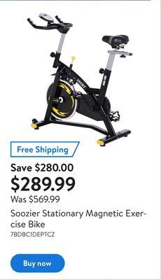 Walmart Soozier stationary magnetic exercise bike offer