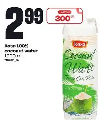 Loblaws Kosa 100% coconut water, 1000 ml offer