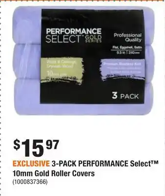 Home Depot Exclusive 3-pack performance select™ 10mm gold roller covers offer